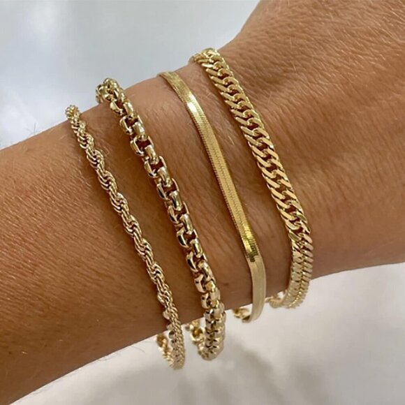 Women Cross Snake Chain Bracelets  With Box Herringbone wisted rope Jewelry - Picture 1 of 9